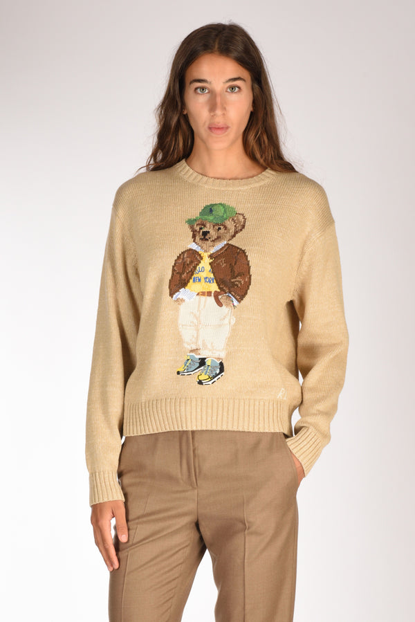 Polo Ralph Lauren Maglia Bear Beige Donna