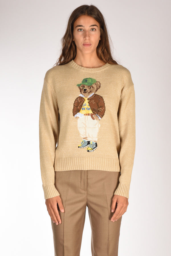 Polo Ralph Lauren Maglia Bear Beige Donna-2