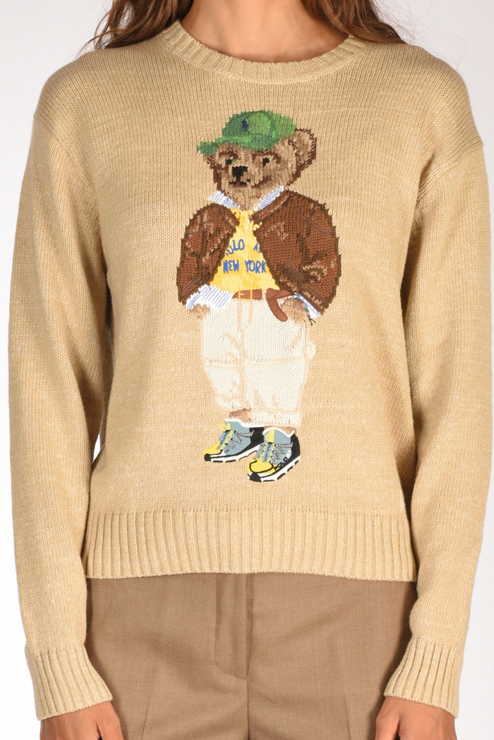 Polo Ralph Lauren Maglia Bear Beige Donna - 3