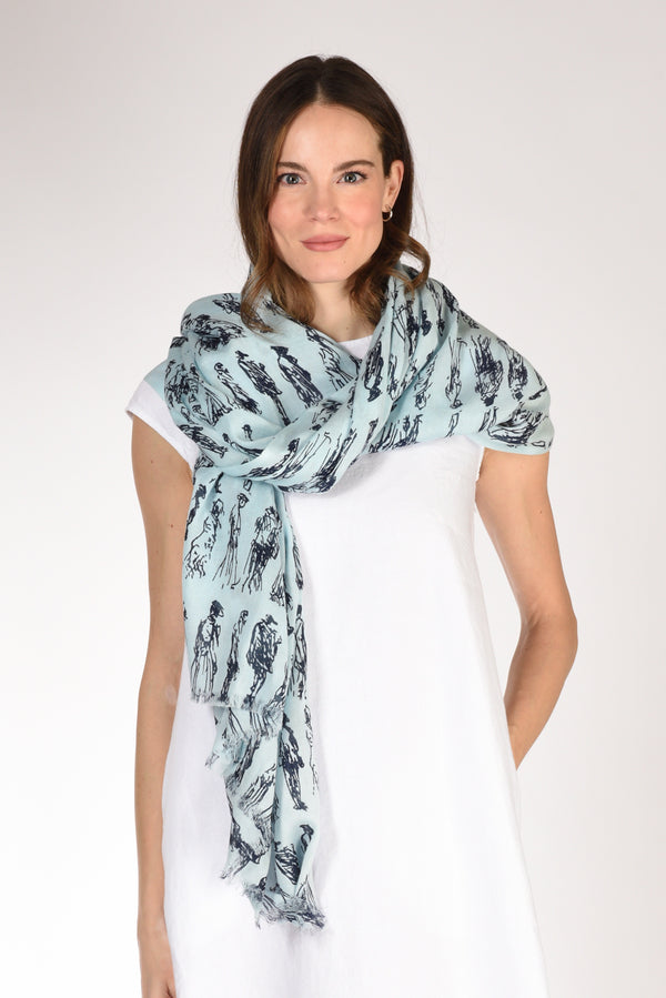 Pyaar Sciarpa Stampata Azzurro/nero Donna