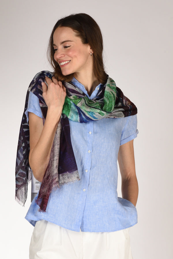 Pyaar Sciarpa Stampata Blu/verde/bianco Donna