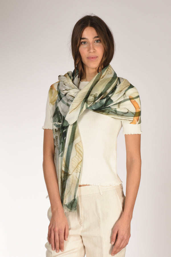Pyaar Sciarpa Stampata Bianco/verde Donna