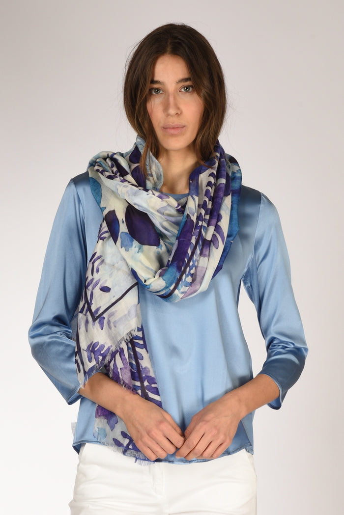 Pyaar Sciarpa Stampata Bianco/blu Donna - 1