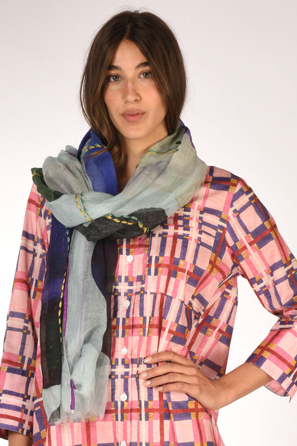 Jaitush Sciarpa Stampata Azzurro/viola Donna