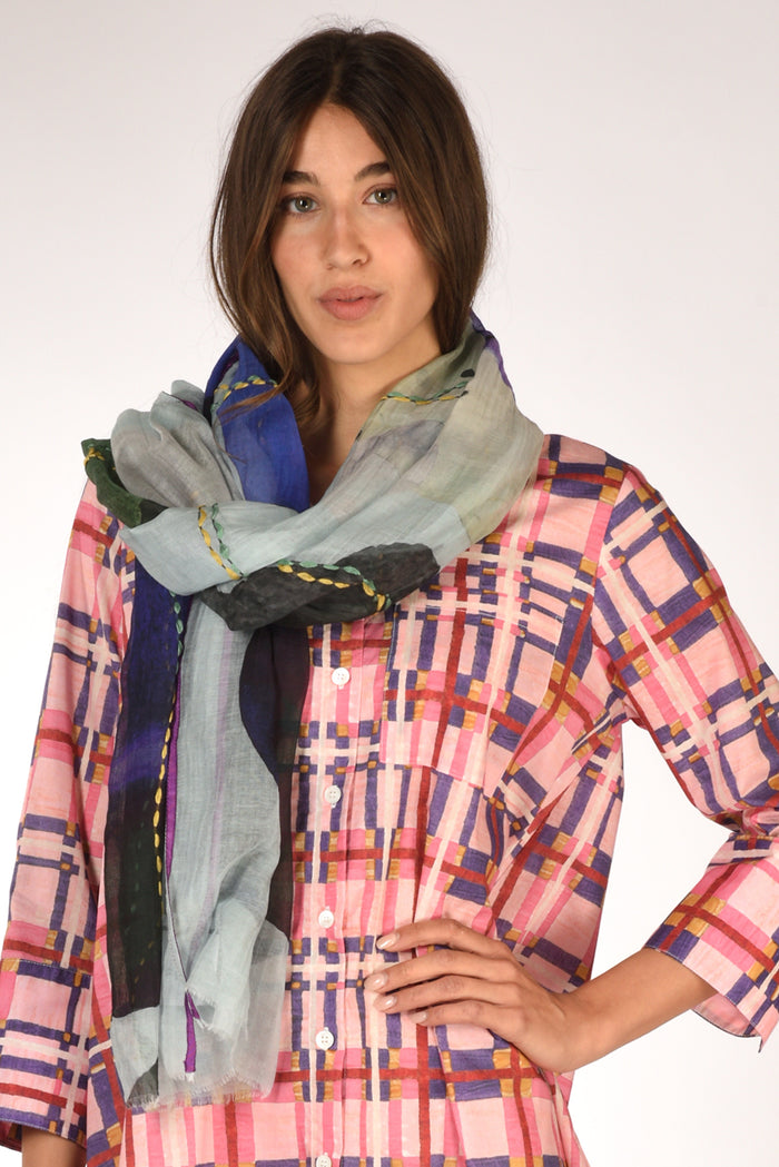 Jaitush Sciarpa Stampata Azzurro/viola Donna - 1