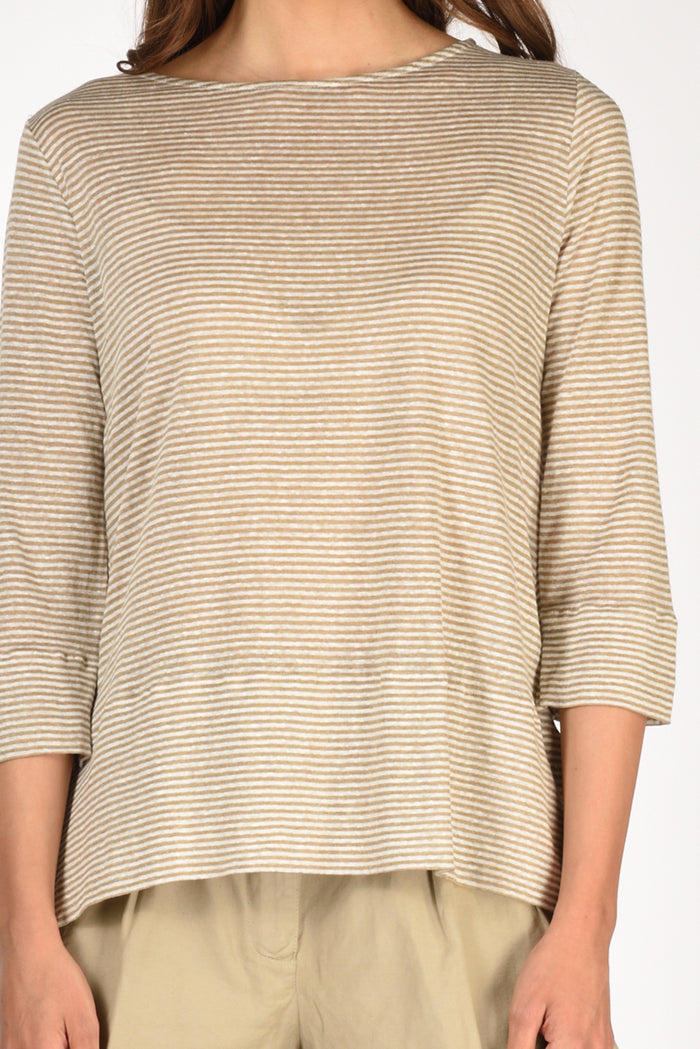 Shirt C Zero Tshirt Rigata Beige/bianco Donna - 3
