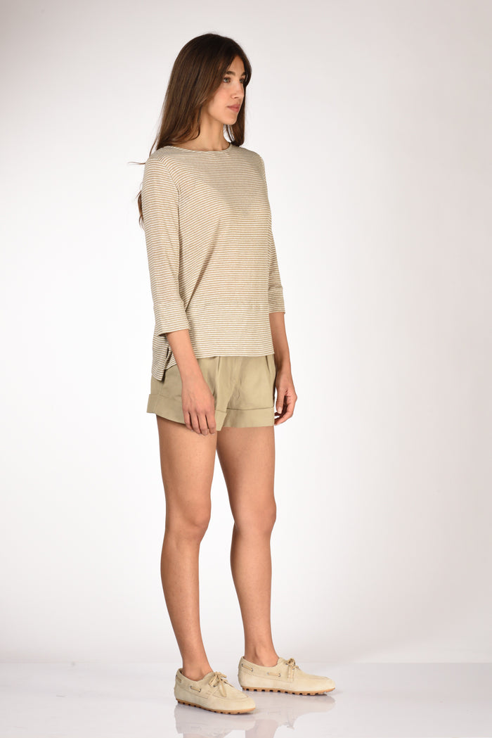 Shirt C Zero Tshirt Rigata Beige/bianco Donna - 4