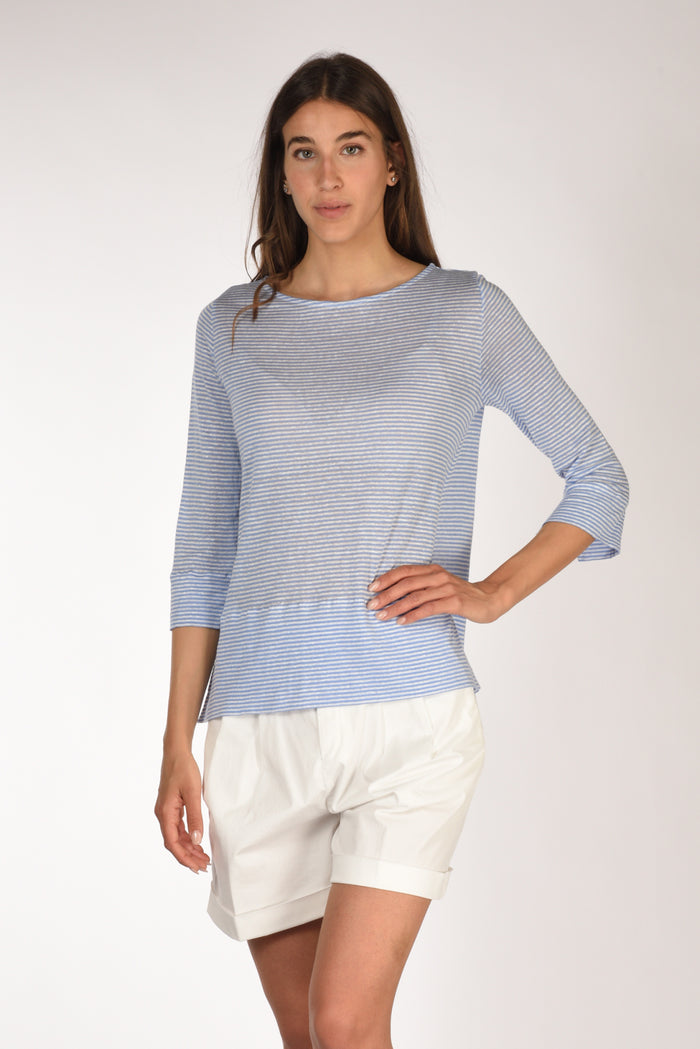 Shirt C Zero Tshirt Rigata Azzurro/bianco Donna - 1