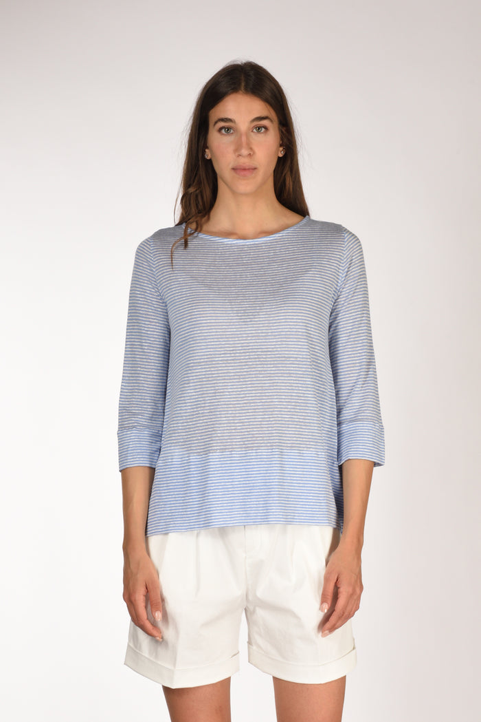 Shirt C Zero Tshirt Rigata Azzurro/bianco Donna - 2