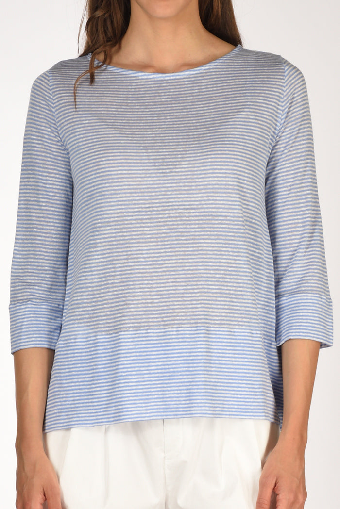 Shirt C Zero Tshirt Rigata Azzurro/bianco Donna - 3