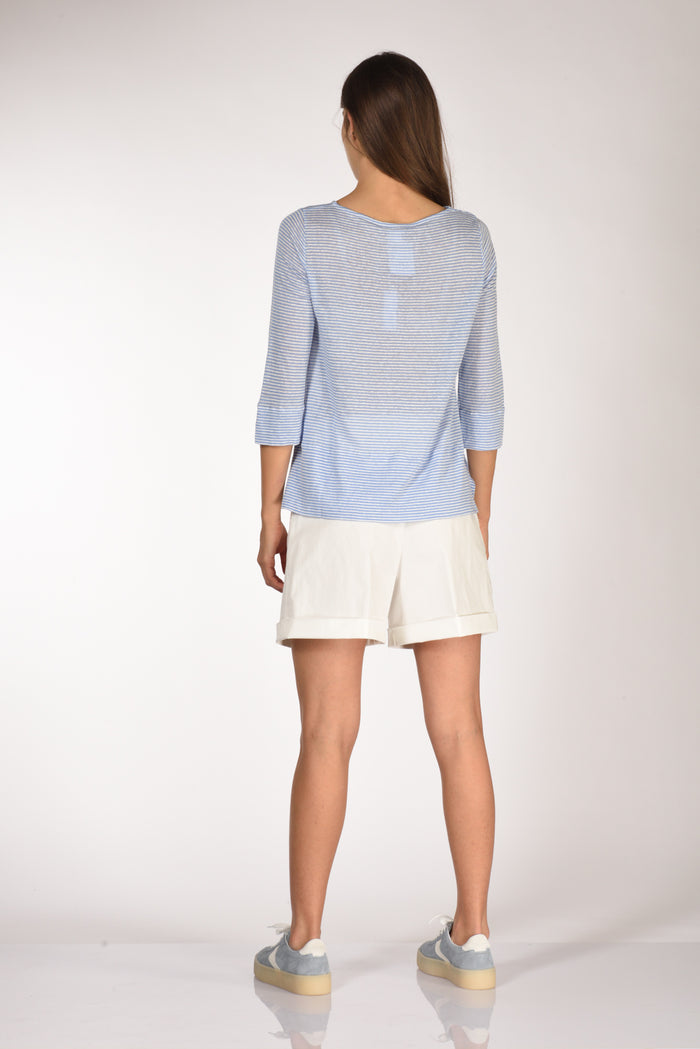 Shirt C Zero Tshirt Rigata Azzurro/bianco Donna - 5