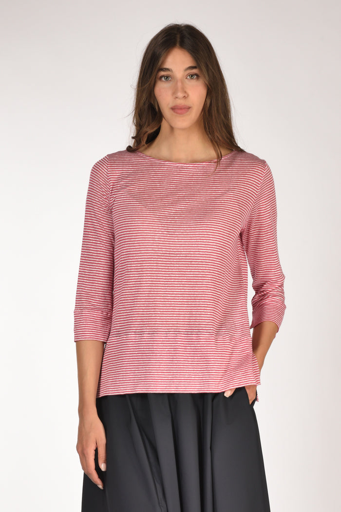 Shirt C Zero Tshirt Rigata Fucsia/bianco Donna - 1