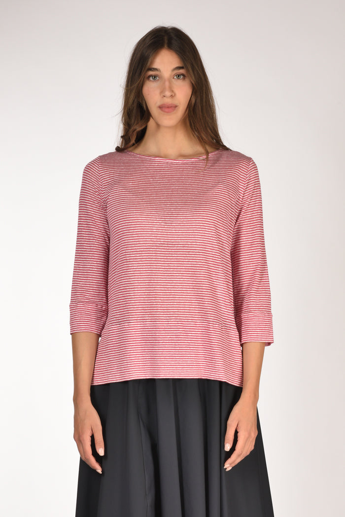 Shirt C Zero Tshirt Rigata Fucsia/bianco Donna - 2