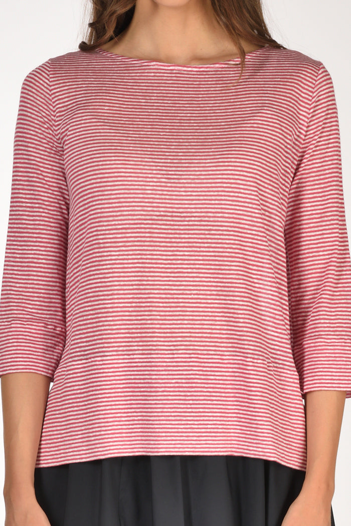 Shirt C Zero Tshirt Rigata Fucsia/bianco Donna - 3