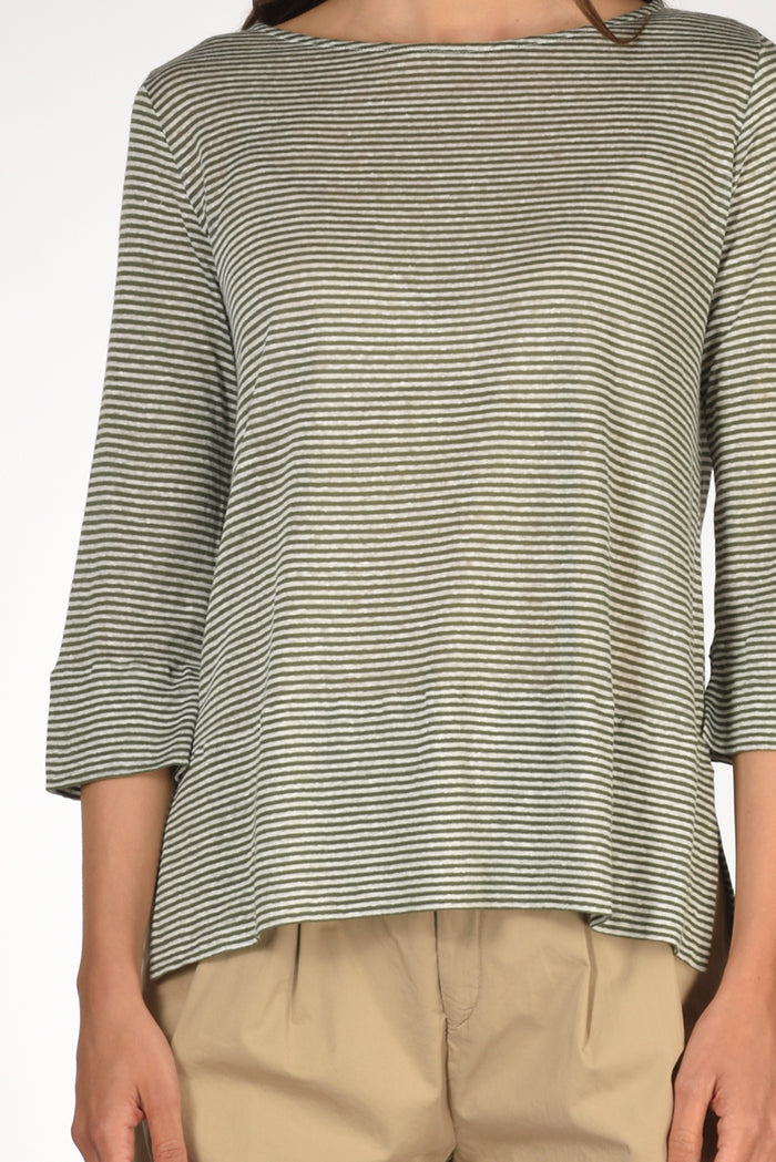Shirt C Zero Tshirt Rigata Verde/bianco Donna - 3