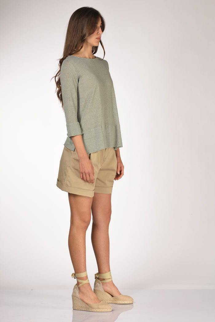 Shirt C Zero Tshirt Rigata Verde/bianco Donna - 4