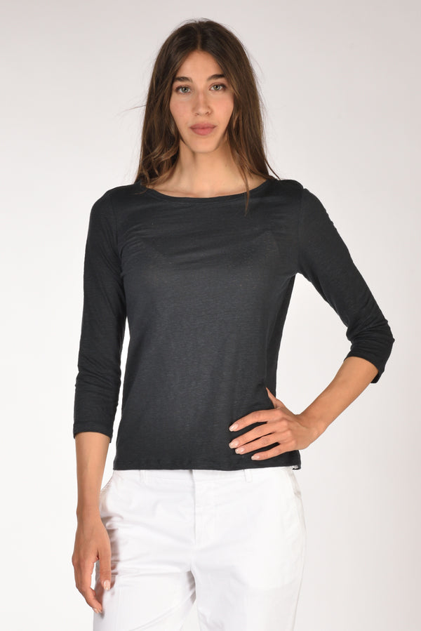Majestic Filatures Paris Tshirt Blu Navy Donna