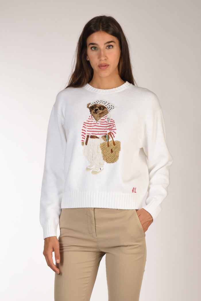 Polo Ralph Lauren Maglia Orsetto Bianco Donna - 1