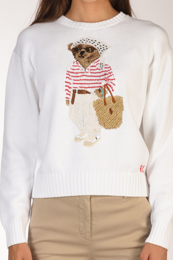Polo Ralph Lauren Maglia Orsetto Bianco Donna - 3