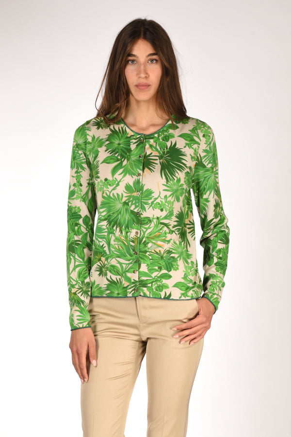 Malìparmi Cardigan Stampa Verde/beige Donna