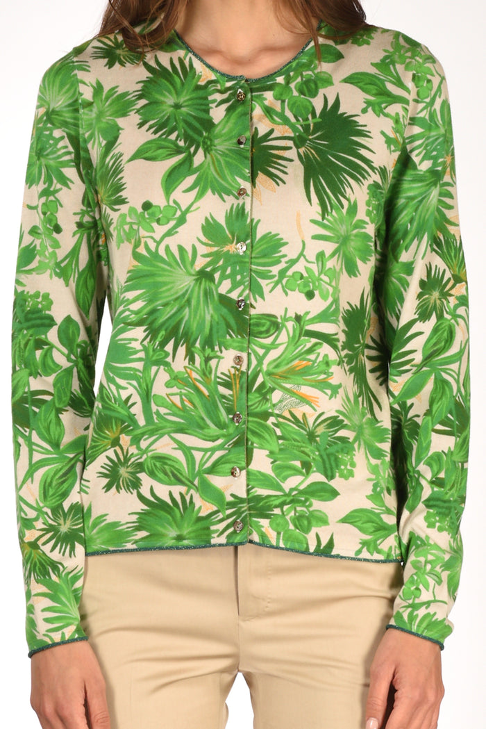 Malìparmi Cardigan Stampa Verde/beige Donna - 3