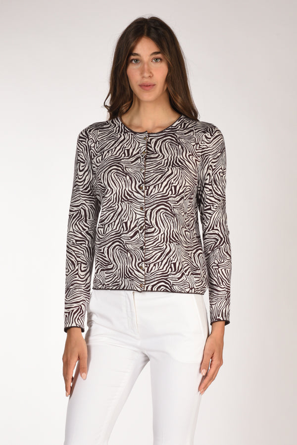 Malìparmi Cardigan Stampa Bianco/marrone Donna