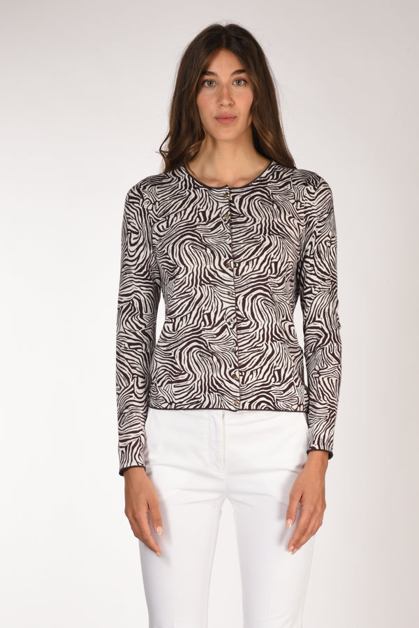 Malìparmi Cardigan Stampa Bianco/marrone Donna-2
