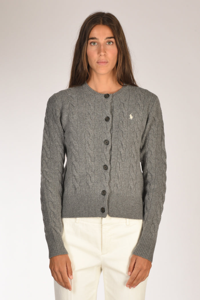 Polo Ralph Lauren Cardigan Polo Grigio Donna - 2