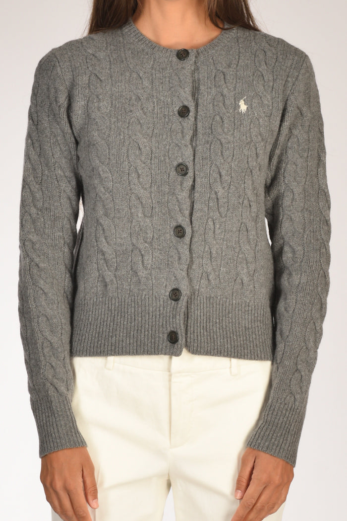 Polo Ralph Lauren Cardigan Polo Grigio Donna - 3