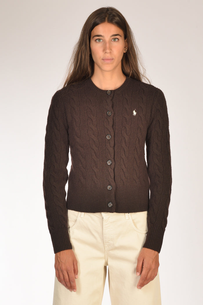 Polo Ralph Lauren Cardigan Polo Marrone Donna - 2