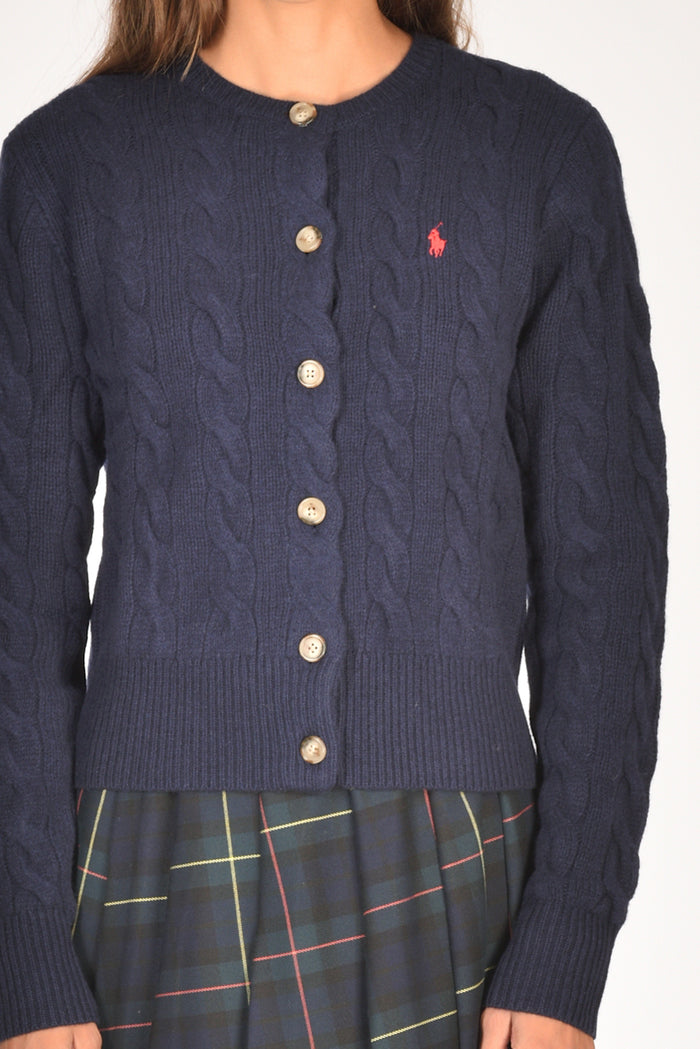 Polo Ralph Lauren Cardigan Polo Blu Donna - 3