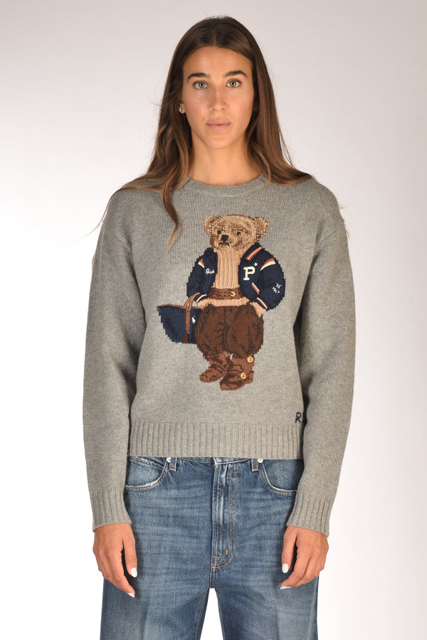 Polo Ralph Lauren Maglia Orso Grigio Donna-2