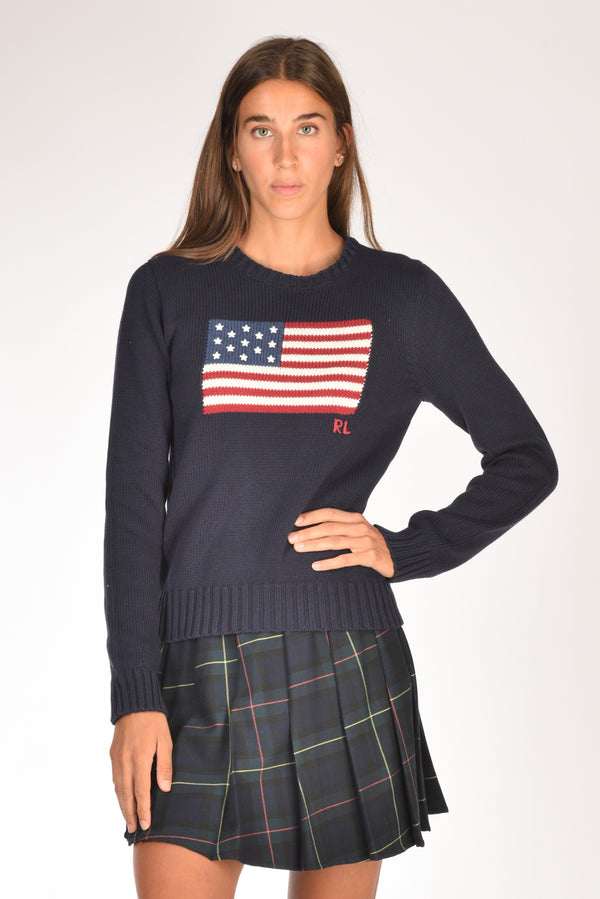 Polo Ralph Lauren Maglia Bandiera Blu Donna
