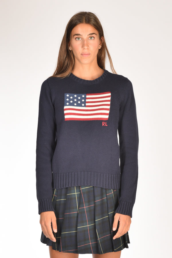 Polo Ralph Lauren Maglia Bandiera Blu Donna-2