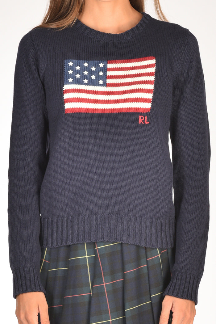 Polo Ralph Lauren Maglia Bandiera Blu Donna - 3
