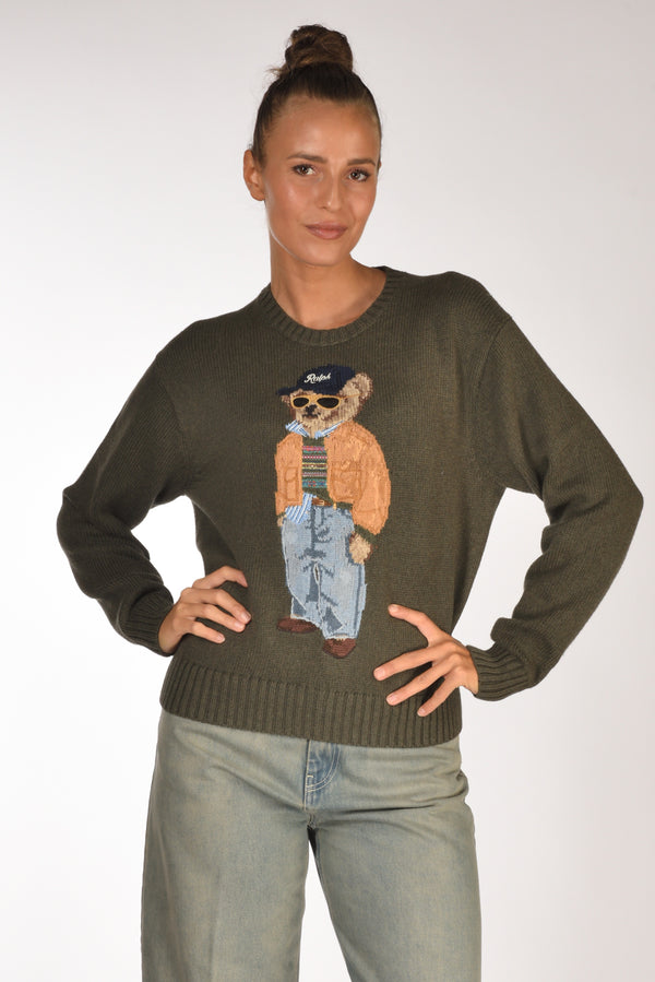 Polo Ralph Lauren Maglia Orso Verde Donna