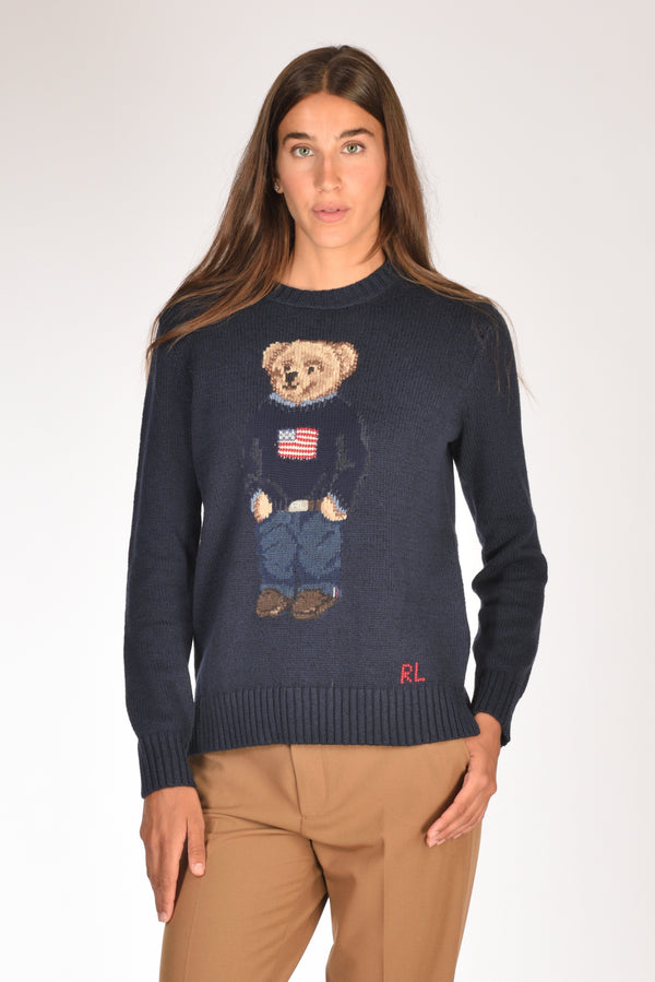 Polo Ralph Lauren Maglia Orso Blu Donna
