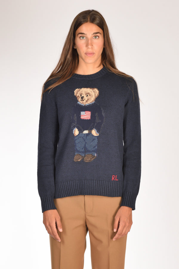 Polo Ralph Lauren Maglia Orso Blu Donna-2
