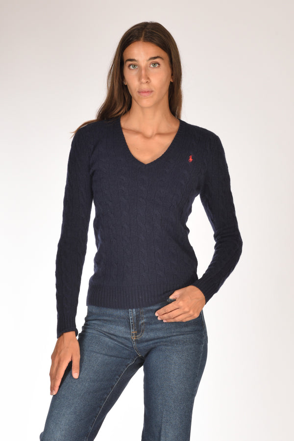 Polo Ralph Lauren Maglia V Polo Blu Donna