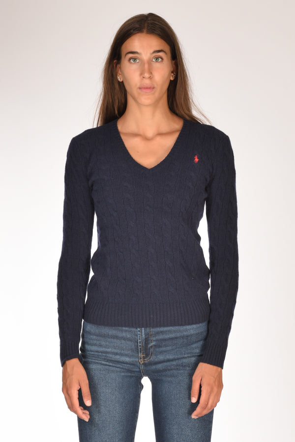 Polo Ralph Lauren Maglia V Polo Blu Donna-2