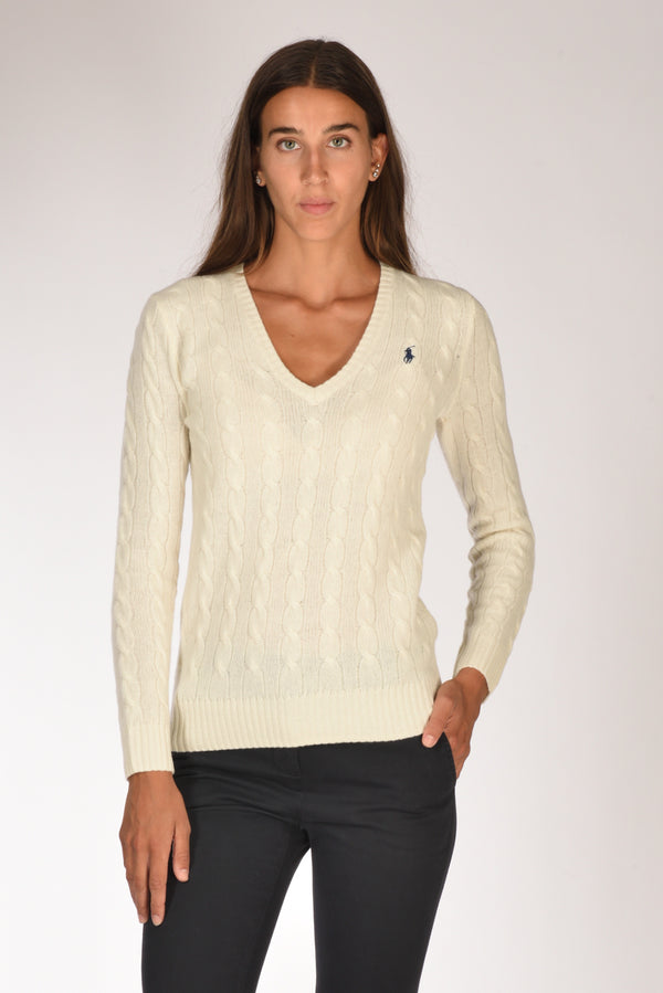 Polo Ralph Lauren Maglia V Polo Bianco Donna