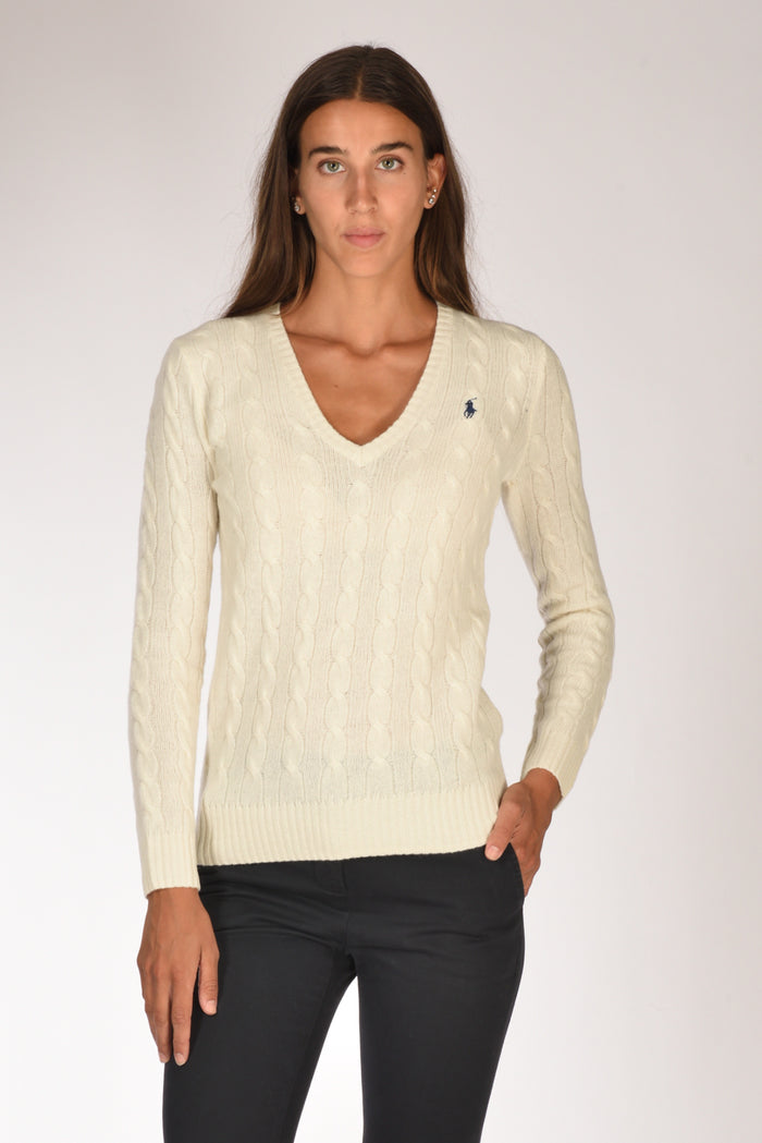 Polo Ralph Lauren Maglia V Polo Bianco Donna - 1