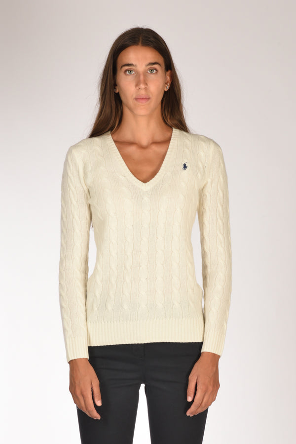 Polo Ralph Lauren Maglia V Polo Bianco Donna-2