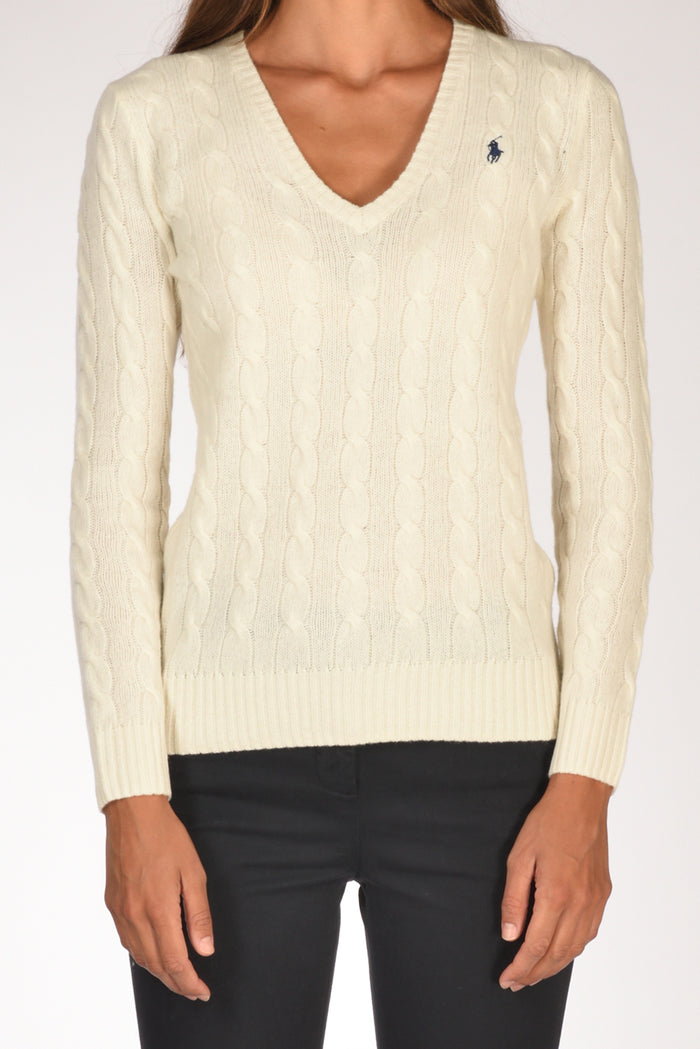 Polo Ralph Lauren Maglia V Polo Bianco Donna - 3