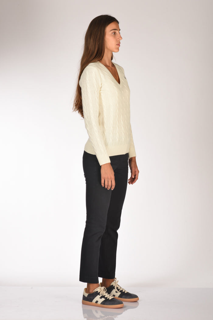 Polo Ralph Lauren Maglia V Polo Bianco Donna - 4