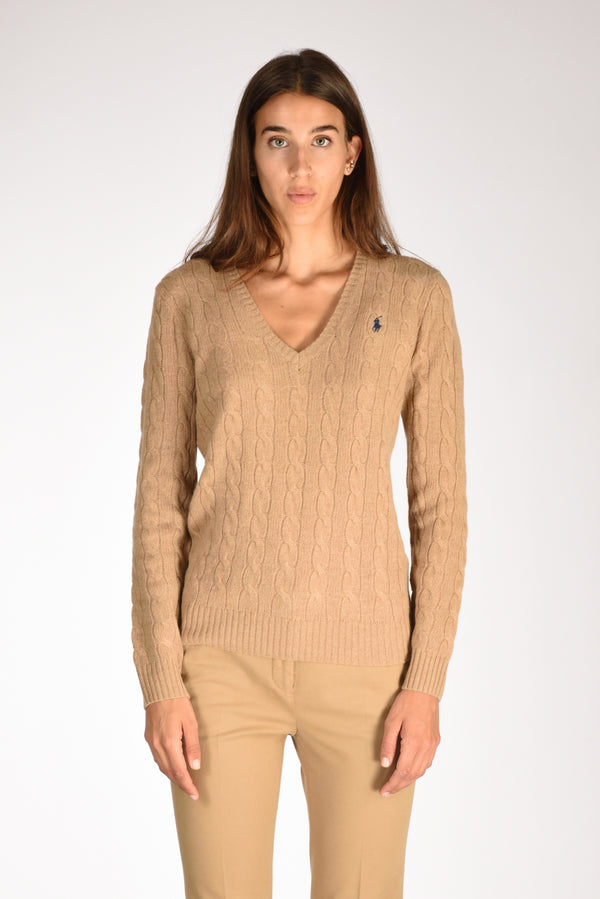 Polo Ralph Lauren Maglia V Polo Beige Donna-2