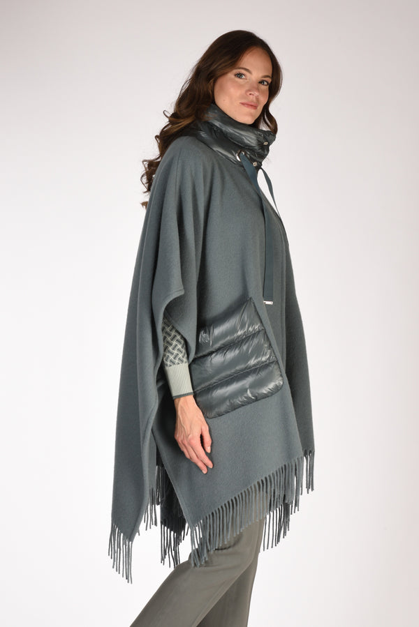 Herno Poncho Warmy Azzurro Scuro Donna