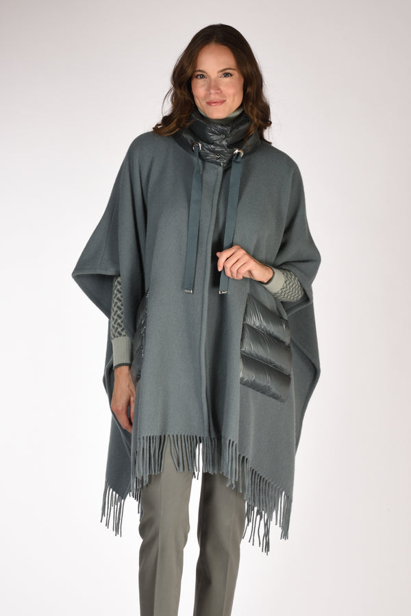 Herno Poncho Warmy Azzurro Scuro Donna-2