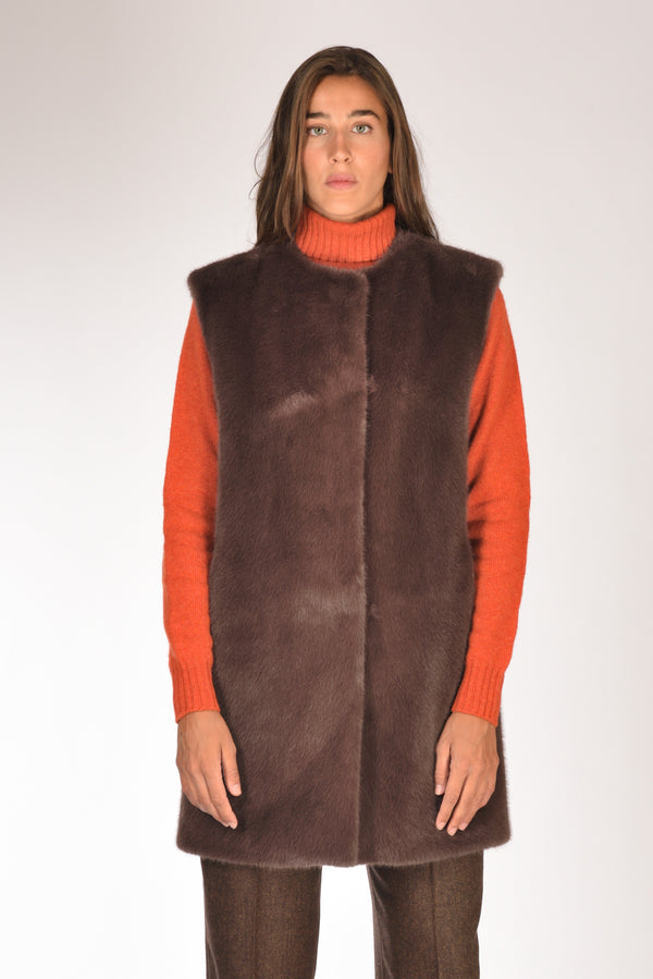 Herno Gilet Ecofur Marrone Donna-2