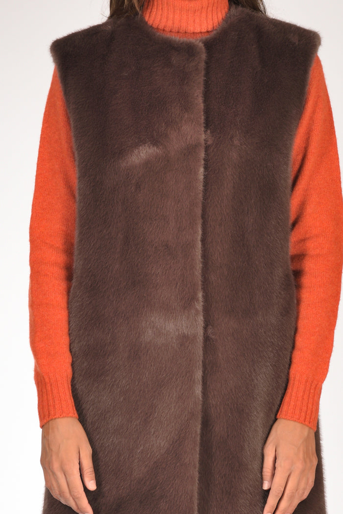 Herno Gilet Ecofur Marrone Donna - 3